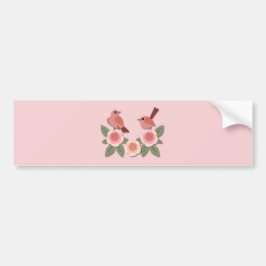 Adesivo Para Carro Pássaros e Rosas de flores, cor-de-rosa,