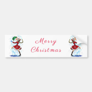 Adesivo Para Carro Pau de Natal Snowman e Dança de Garotas