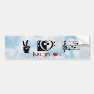 Adesivo Para Carro Paz, amor, autocolante no vidro traseiro da músic