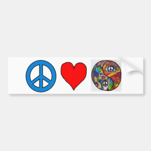 Adesivo Para Carro Paz, amor, autocolante no vidro traseiro de Yin