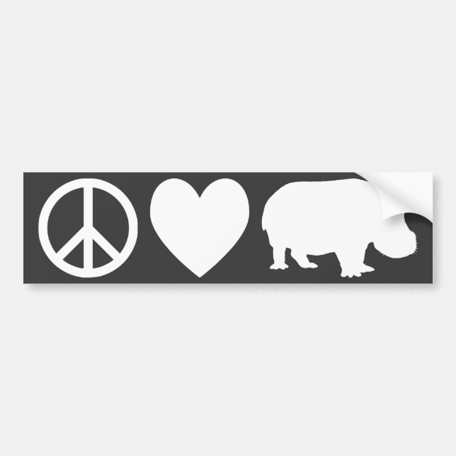 Adesivo Para Carro Paz Amor e Hipopótamos (Frente)