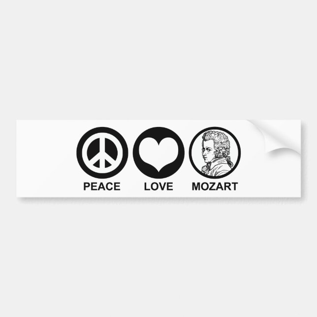 Adesivo Para Carro Paz Amor Mozart (Frente)