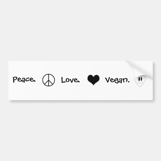 Adesivo Para Carro Paz, amor, Vegan (Frente)