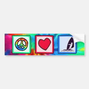 Adesivo Para Carro Paz, amor, Windsurfing