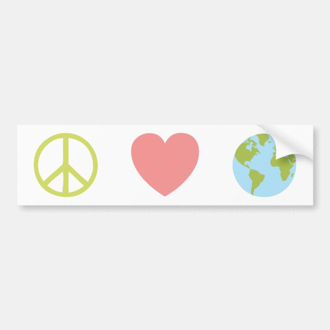 Adesivo Para Carro Peace Love Earth Bumper Sticker (Frente)