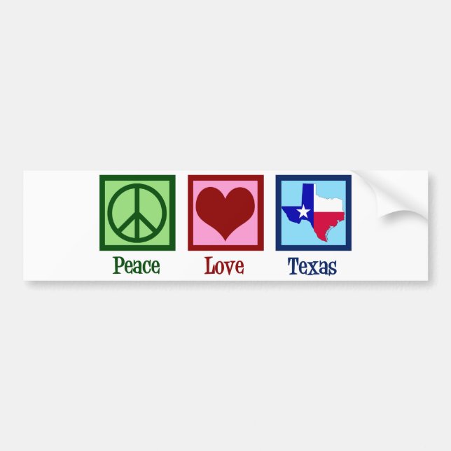 Adesivo Para Carro Peace Love Texas Orud Texan (Frente)