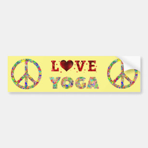 Adesivo Para Carro Peace Love Yoga Colorida Espiritual