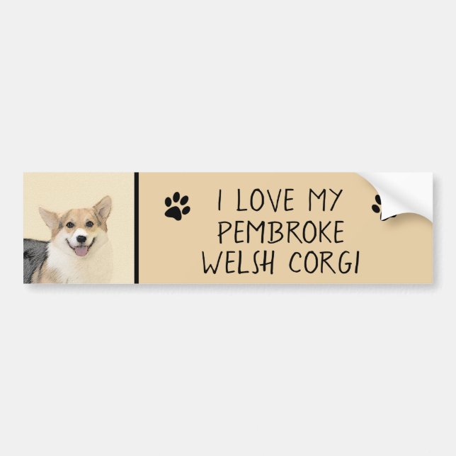 Adesivo Para Carro Pembroke Welsh Corgi - Pintura Original para Cacho (Frente)