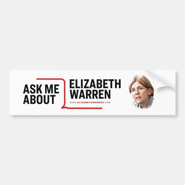 Adesivo Para Carro Pergunte-Me Sobre Elizabeth Warren (Frente)