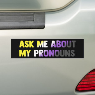Adesivo Para Carro Pergunte-Me Sobre Meus Pronouns LGBTQ Nonbinary