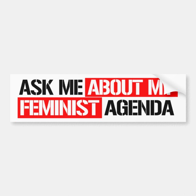 Adesivo Para Carro Pergunte-me sobre minha agenda feminista - (Frente)