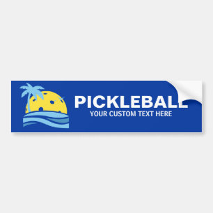 Adesivo Para Carro Pickleball Tropical Palm Tree Sun Seu Texto Person