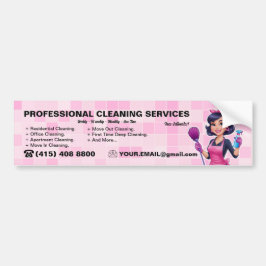 Adesivo Para Carro Pink Maid Janitorial Lady House Cleaning Service