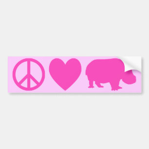 Adesivo Para Carro Pink Peace Love e Hippos