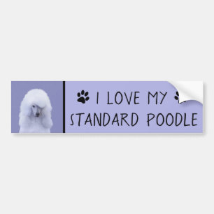 Adesivo Para Carro Pintura Branca de Poodle Padrão - Arte Cão Origi