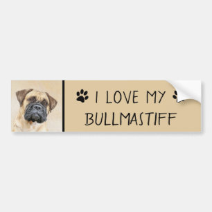 Adesivo Para Carro Pintura Bullmastiff - Arte Cachorro Original Bonit
