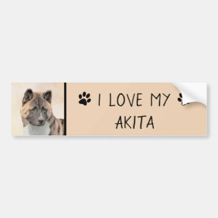 Adesivo Para Carro Pintura de Akita - Arte Cão Original