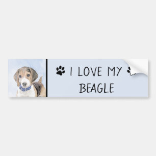 Adesivo Para Carro Pintura de Beagle - Arte de Cão Original Bonita