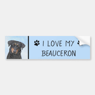 Adesivo Para Carro Pintura de Beauceron - Arte de Cão Original Bonit