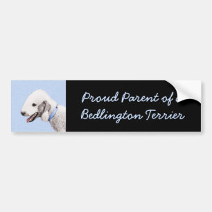 Adesivo Para Carro Pintura de Bedlington Terrier - Arte de Cachorro O