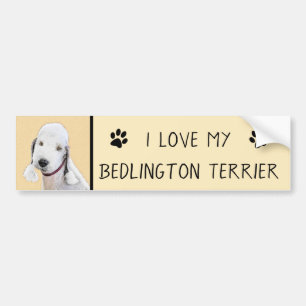 Adesivo Para Carro Pintura de Bedlington Terrier - Arte de Cachorro O