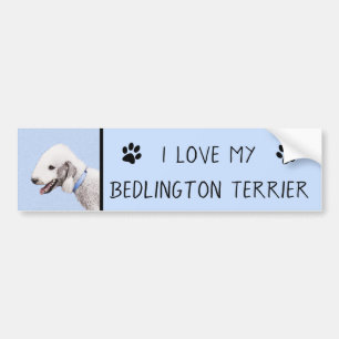 Adesivo Para Carro Pintura de Bedlington Terrier - Arte de Cachorro O