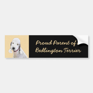 Adesivo Para Carro Pintura de Bedlington Terrier - Arte original de c
