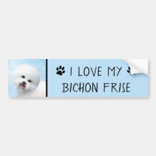 Adesivo Para Carro Pintura de Bichon Frise - Arte de Cachorro Origina