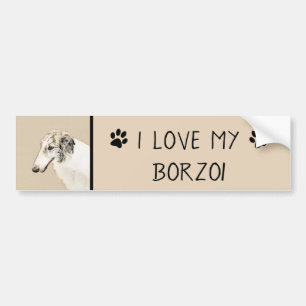 Adesivo Para Carro Pintura de Borzoi (Silver Brindle) Original