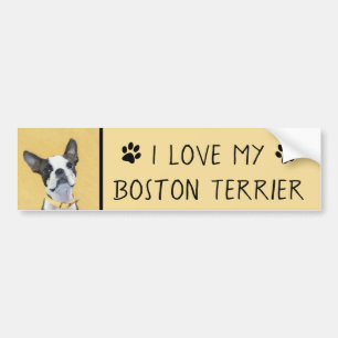 Adesivo Para Carro Pintura de Boston Terrier - Arte de Cachorro Origi