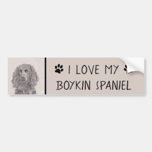 Adesivo Para Carro Pintura de Boykin Spaniel - Arte de Cachorro Origi