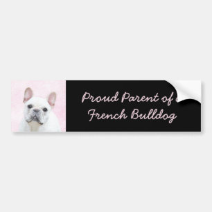 Adesivo Para Carro Pintura de Bulldog Francês (Cream/Branco) - Arte