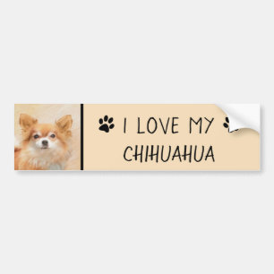 Adesivo Para Carro Pintura de Cachorro Chihuahua de Pelo Longo Arte O