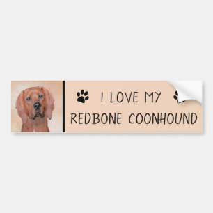 Adesivo Para Carro Pintura De Cães Redbone - Arte De Cães Original