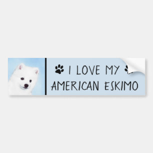Adesivo Para Carro Pintura de Cão no Esquimó Americano - Arte de C