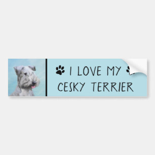 Adesivo Para Carro Pintura de Cesky Terrier - Arte de Cachorro Origin