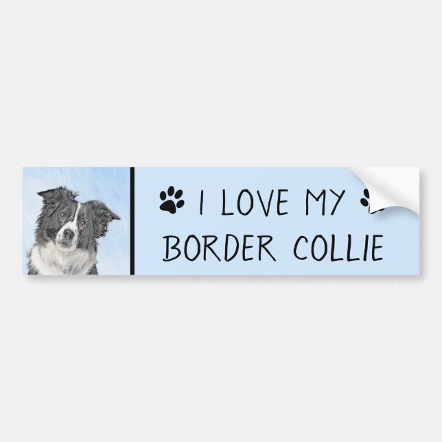 Adesivo Para Carro Pintura de Collie de Borda - Arte de Cachorro Orig (Frente)