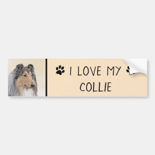 Adesivo Para Carro Pintura de Collie (Rough) - Arte Cão Original Bon