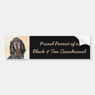 Adesivo Para Carro Pintura de Coonhound Preto e Cão - Arte Original