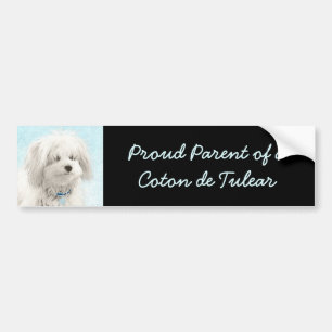 Adesivo Para Carro Pintura de Coton de Tulear - Arte de Cão Original