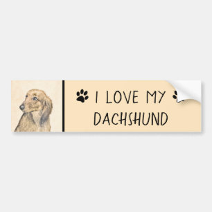 Adesivo Para Carro Pintura de Dachshund (Longhaired) - Arte de Cão O