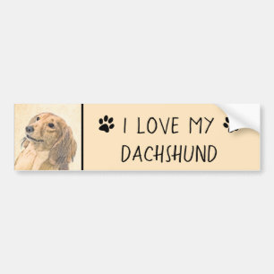 Adesivo Para Carro Pintura de Dachshund (Longhaired) - Arte de Cão O