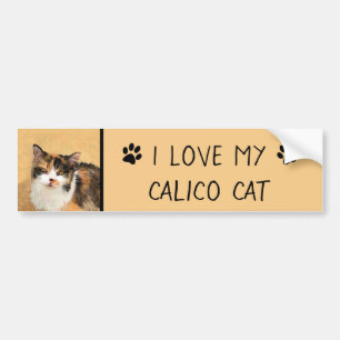 Adesivo Para Carro Pintura De Gato Calico - Arte De Gato Original Bon