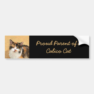 Adesivo Para Carro Pintura De Gato Calico - Arte De Gato Original Bon