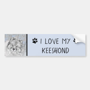 Adesivo Para Carro Pintura de Keeshond Beth - Arte de Cachorro Origin