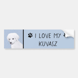 Adesivo Para Carro Pintura de Kuvasz - Arte de Cachorro Original Boni