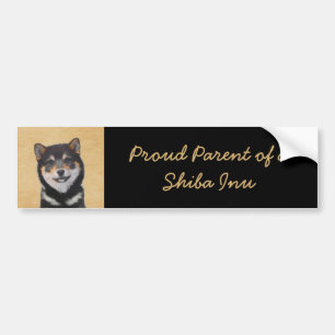 Adesivo Para Carro Pintura de Shiba Inu (preto e Tan) - arte do cão