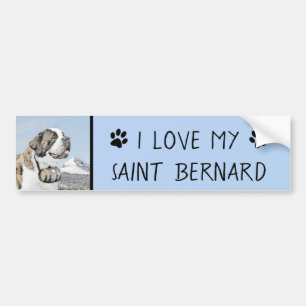 Adesivo Para Carro Pintura de St Bernard - arte original bonito do