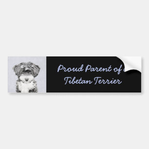 Adesivo Para Carro Pintura de Terrier Tibetano - Arte de cão origina