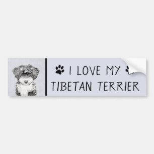 Adesivo Para Carro Pintura de Terrier Tibetano - Arte de cão origina